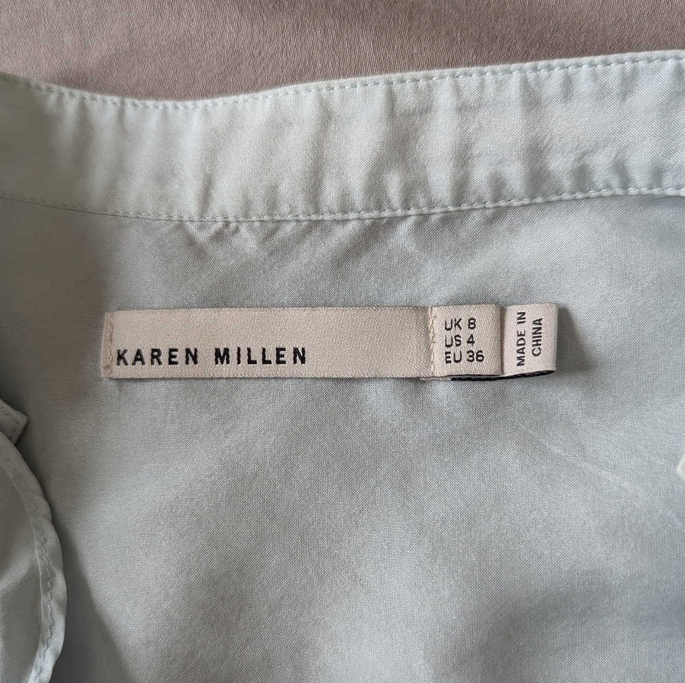 100% Silk - Karen Millen Pale Blue Sleeveless Blouse Good Condition - Picture 5 of 6